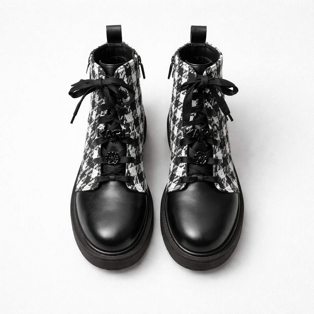 Karl Lagerfeld Stylish Houndstooth Women's Boots, Size 8, NWT